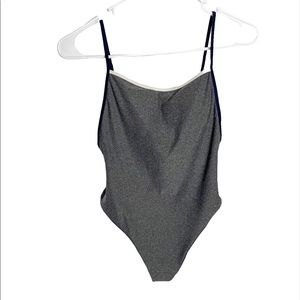 Aerie High-Cut Grey One Piece Bathing Suit Size Small